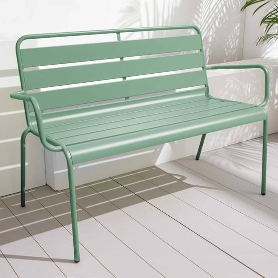 Oviala - Banc de jardin en métal vert sauge Palavas - Oviala - Imagen 3