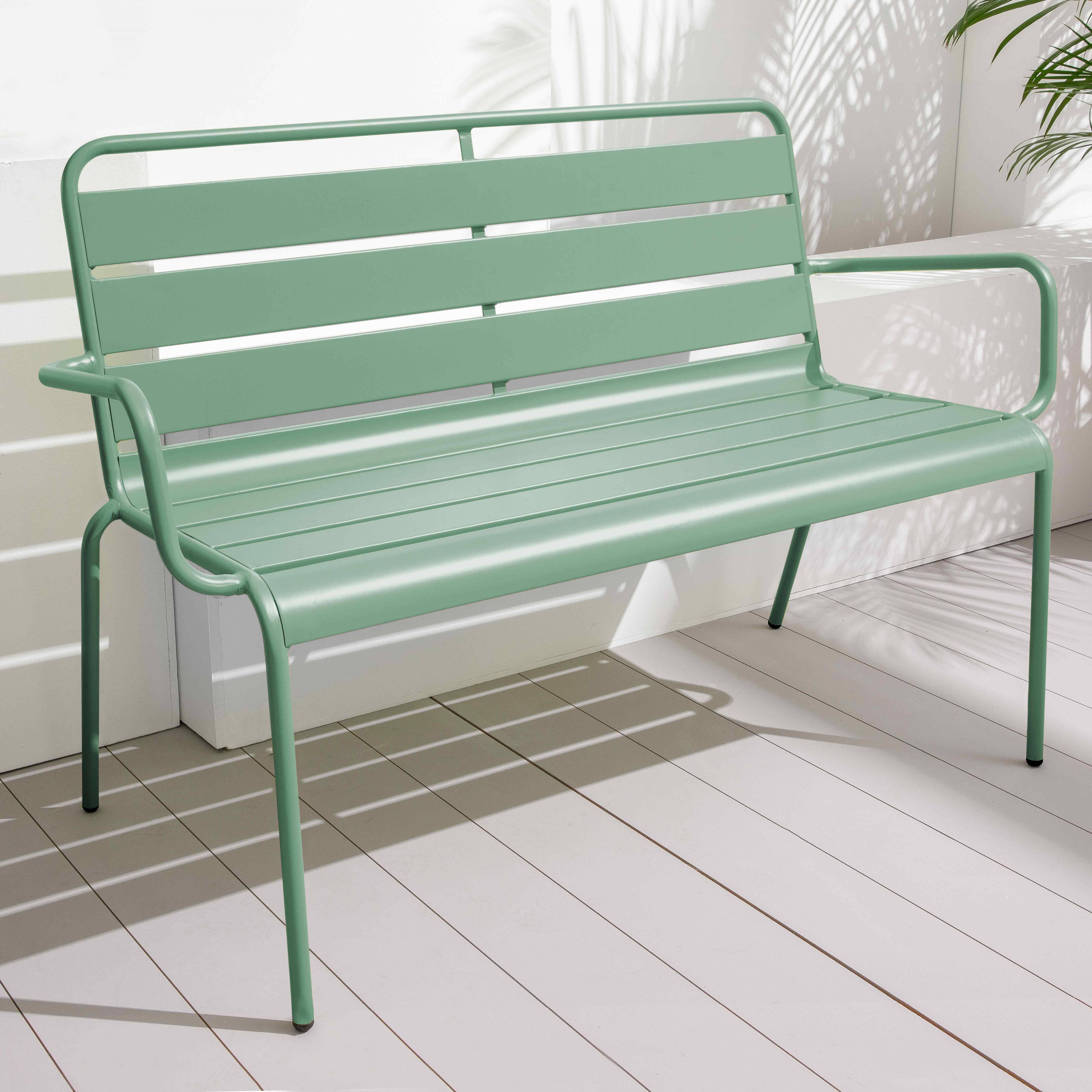 Oviala - Banc de jardin en métal vert sauge Palavas - Oviala - Imagen 3