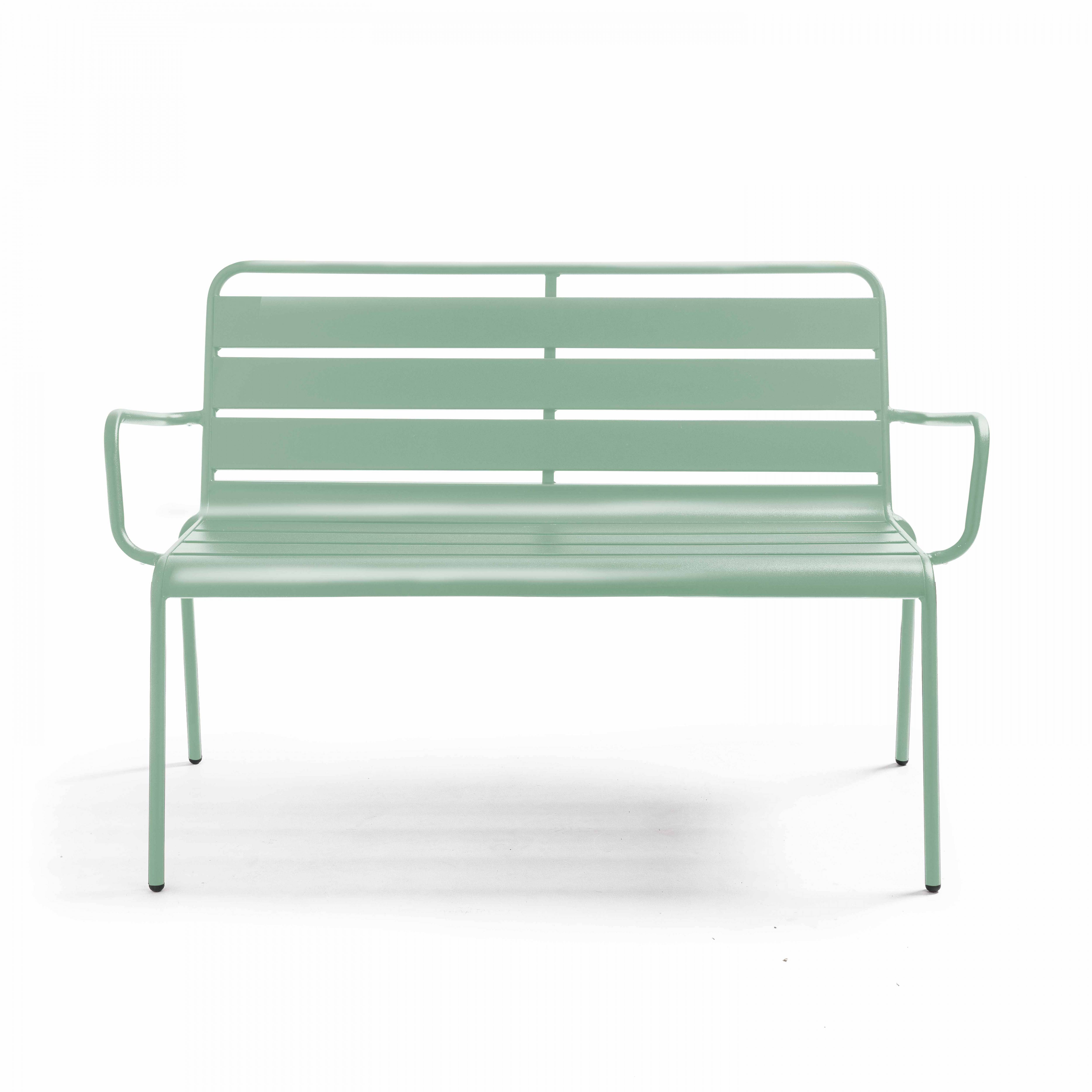 Oviala - Banc de jardin en métal vert sauge Palavas - Oviala - Imagen 2