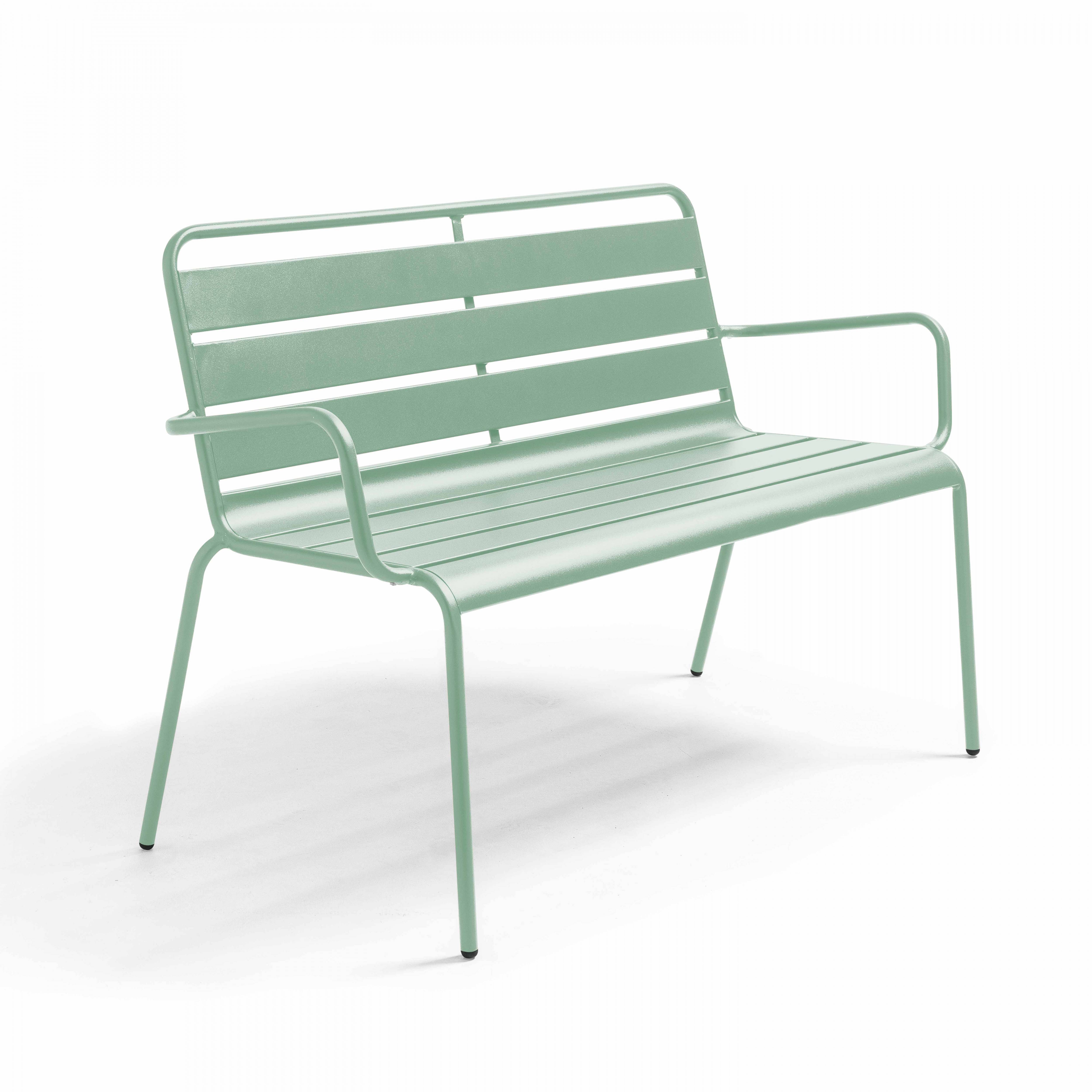 Oviala - Banc de jardin en métal vert sauge Palavas - Oviala - Imagen 1