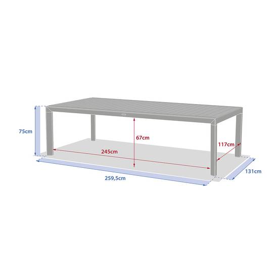 Hesperide - Table de jardin "Évasion" effet bois lin & argile 12 places lates en aluminium Hespéride - Image 6
