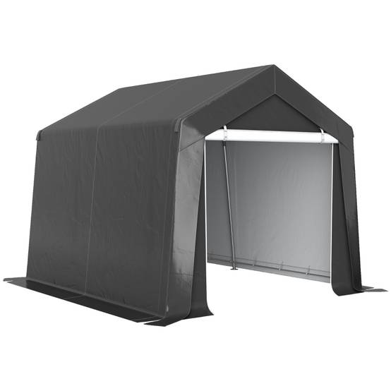 Tente de garage 3x3m gris foncé étanche porte roulante et fenêtre de ventilation, bords allongés - Image 1