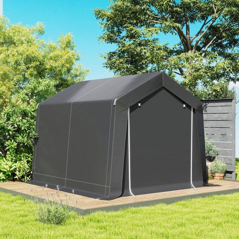 Tente de garage 3x3m gris foncé étanche porte roulante et fenêtre de ventilation, bords allongés - Image 8