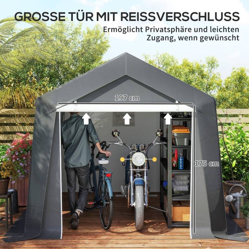 Tente de garage 3x3m gris foncé étanche porte roulante et fenêtre de ventilation, bords allongés - Image 6