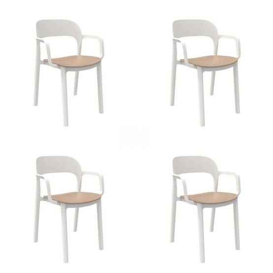 Garbar - Fauteuils Ona garbar plastique blanc beige (Lot de 4) - Image 1