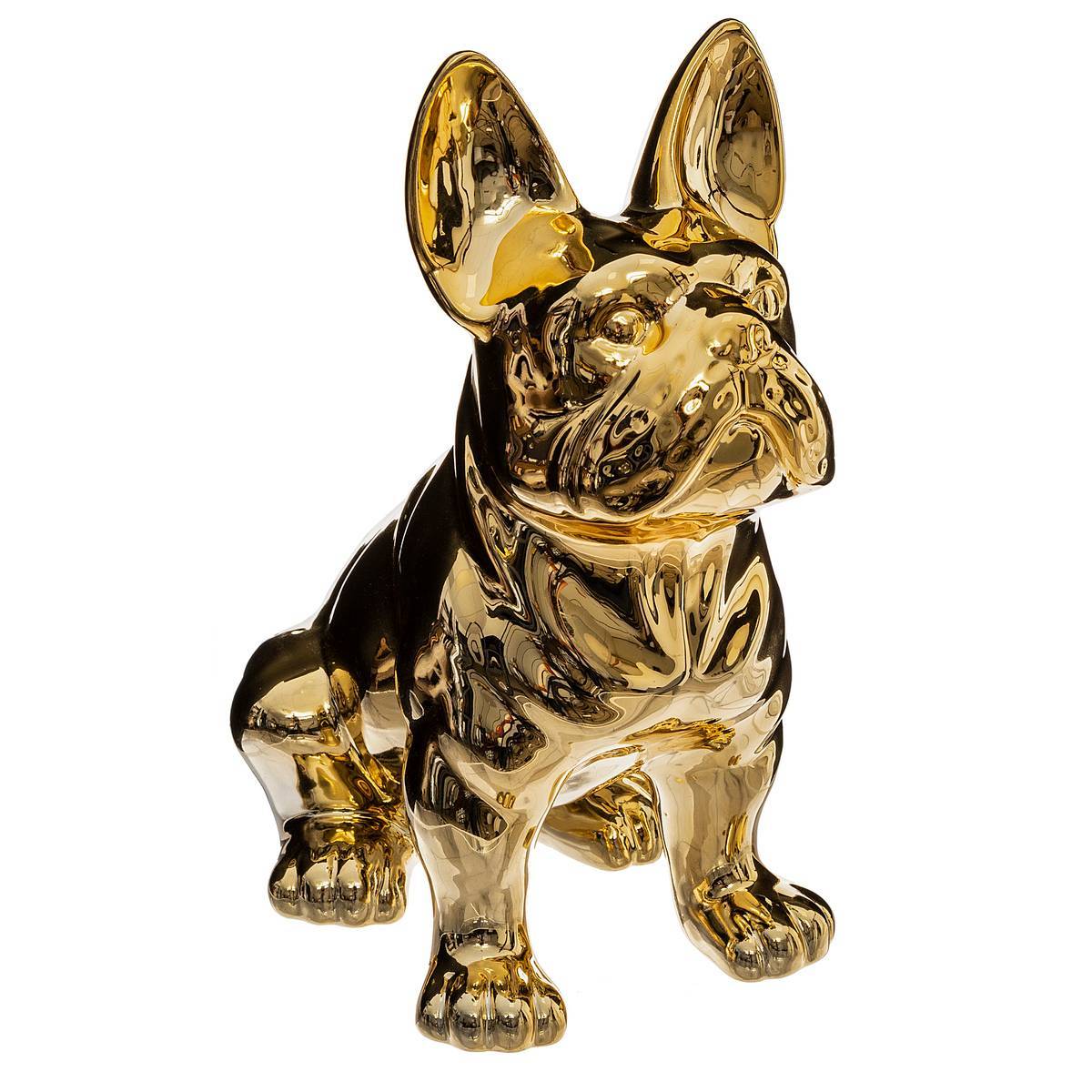 Atmosphera - Chien buldog Eden H.22cm céramique or - Atmosphera Créateur d'intérieur - Image 1