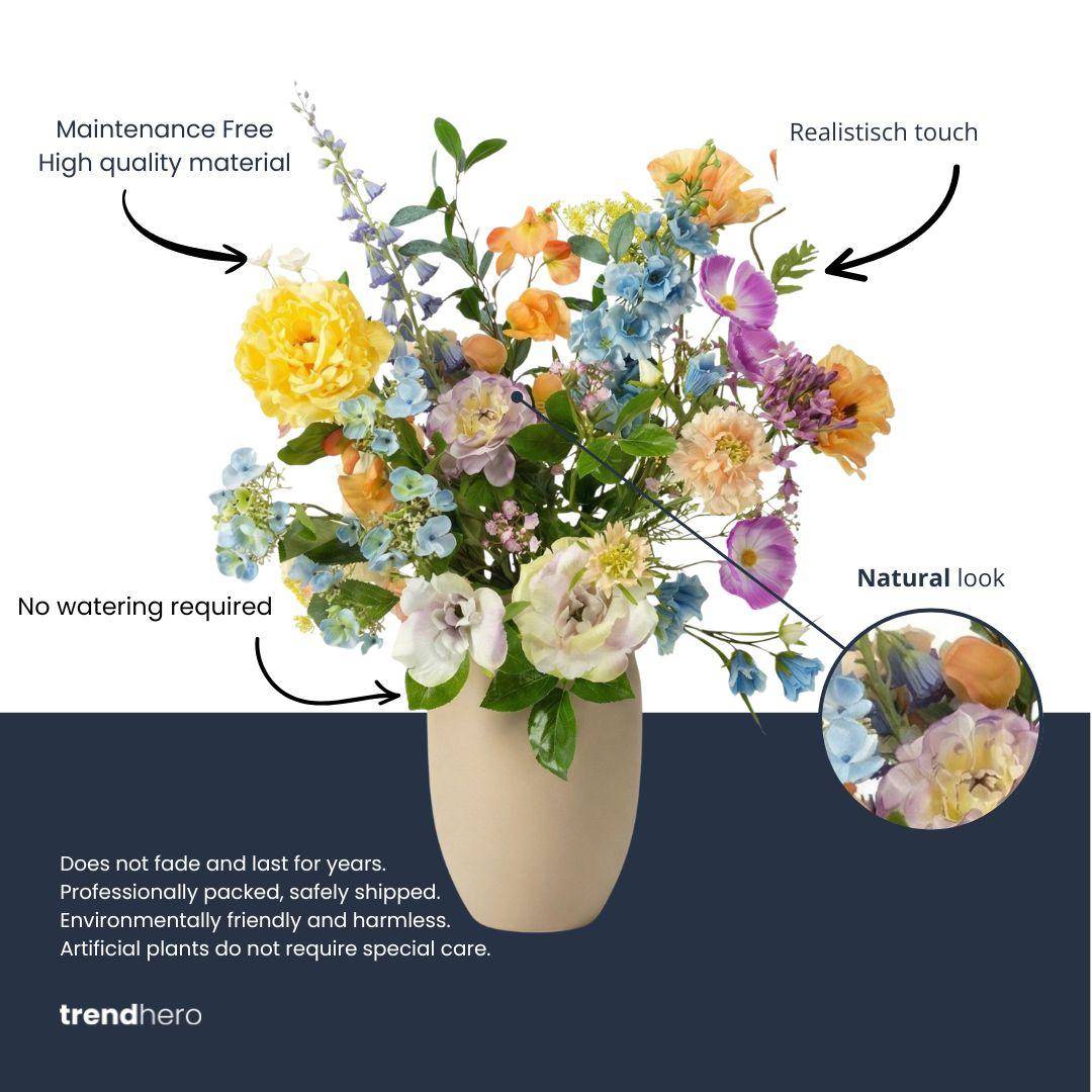 Bouquet de fleurs artificielles printemps doux - 18 tiges - Ø10cm - Plante artificielle - Image 6