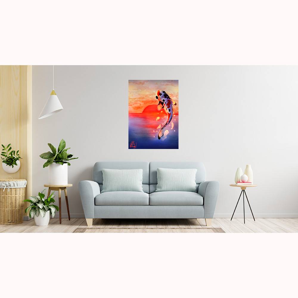 Tableau décoratif 29,7x42cm "carpe koi" - Imagen 2