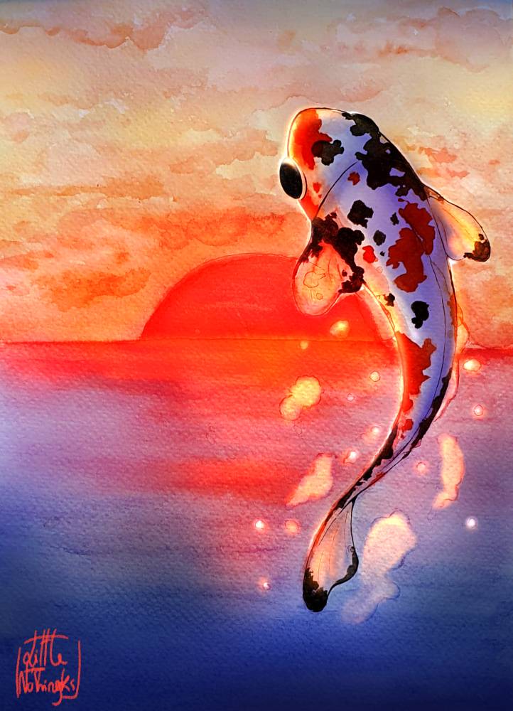 Tableau décoratif 29,7x42cm "carpe koi" - Imagen 1