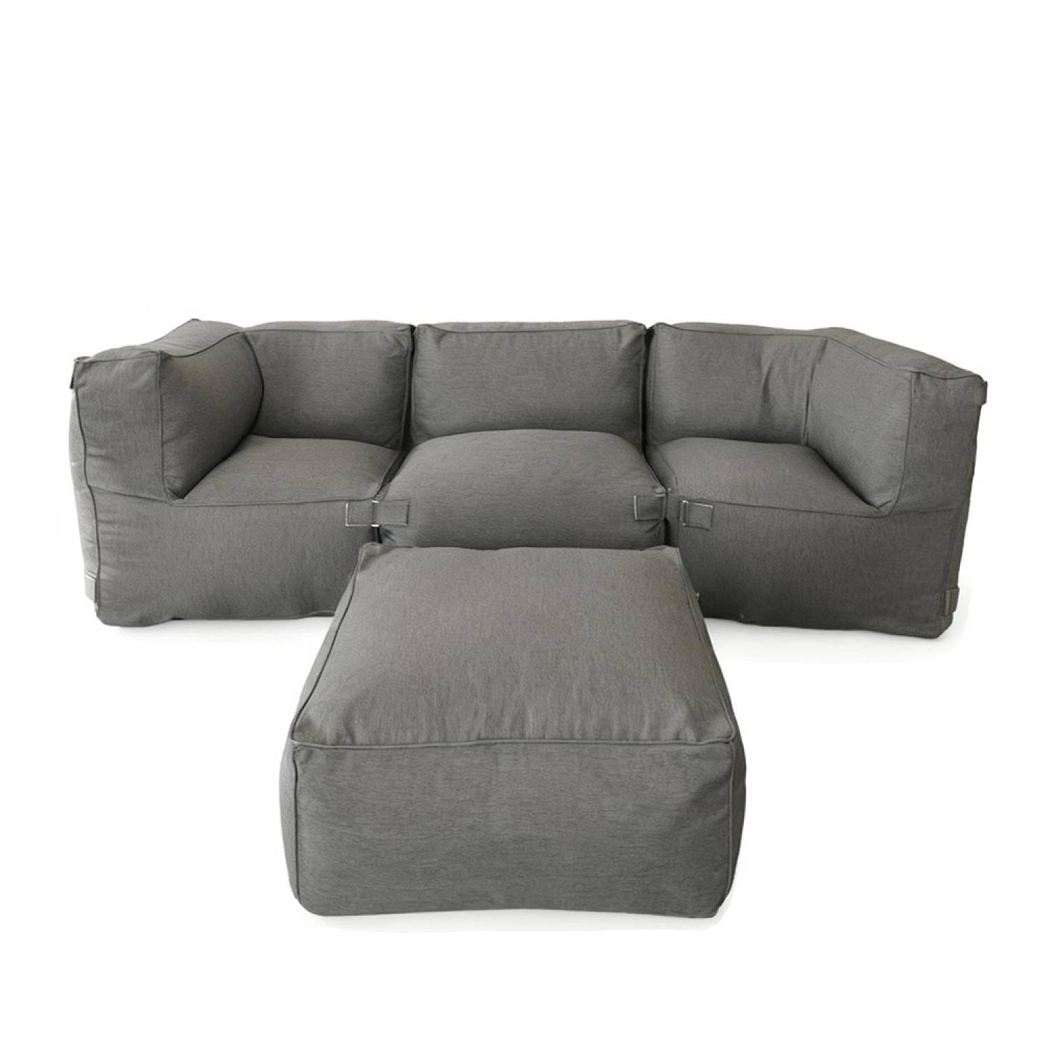 Salon de jardin modulable 4 places gris en tissu déperlant PRAIANO - Image 4