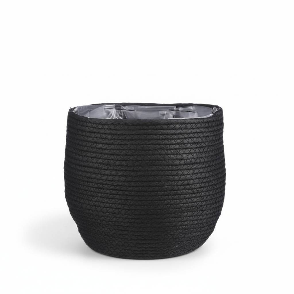 PANGIVO - Panier porte-plante fibres naturelles noir 26 x 26 x 26 cm - PANGIVO - Image 1
