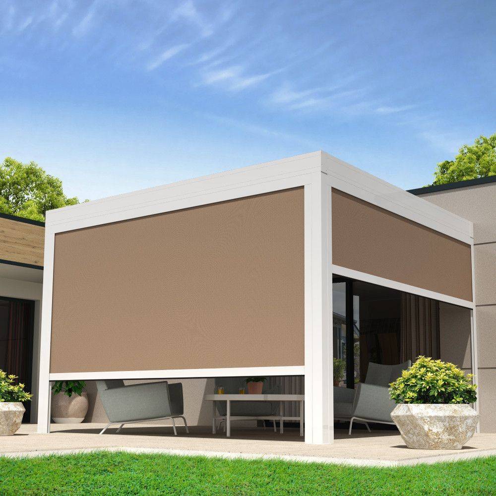 Intersun - Coffre à coulisses pour pergola LOLITE 3,50x2,50 M (Motorisé à Télécommande - Blanc - Taupe) - INTERSUN - Imagen 2