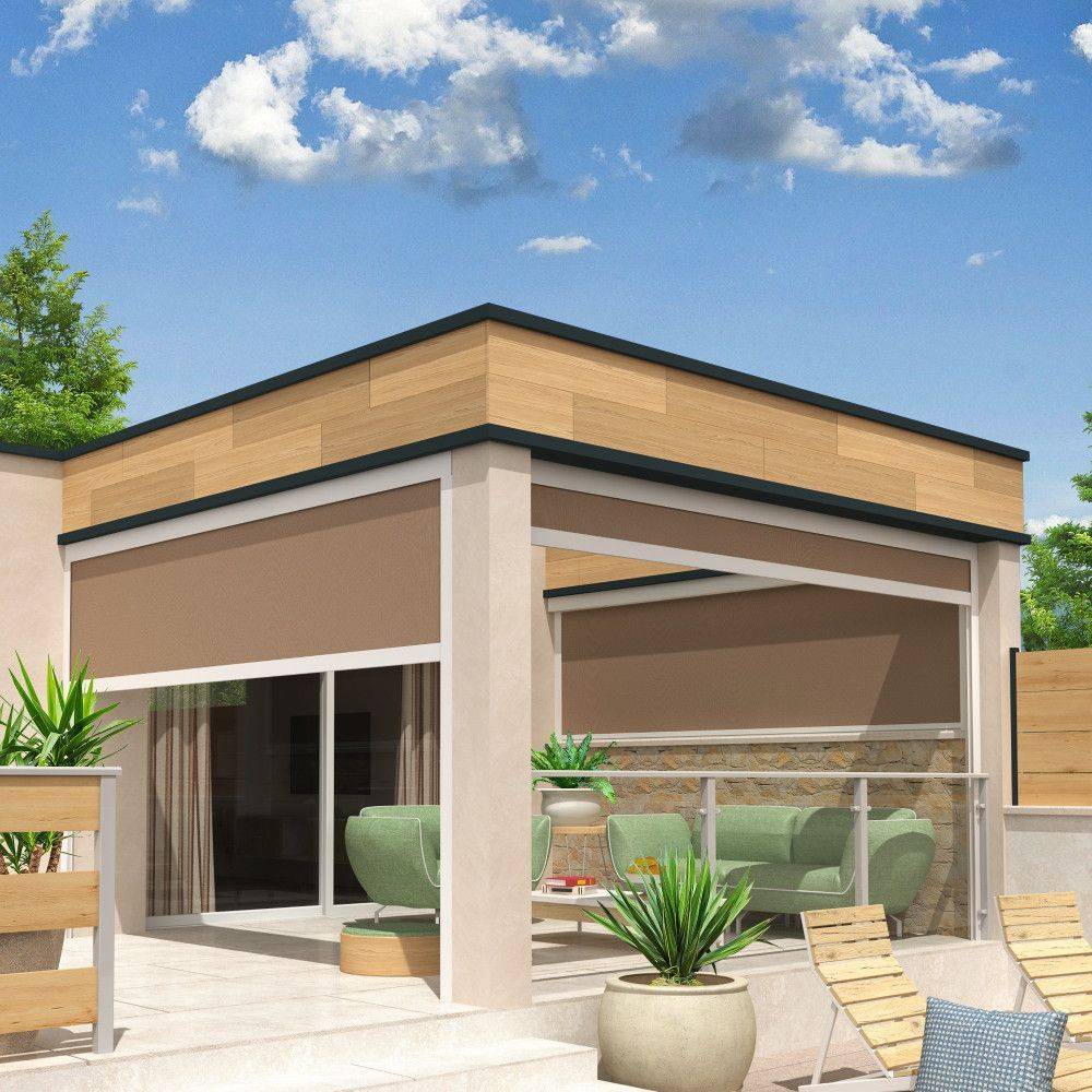 Intersun - Coffre à coulisses pour pergola LOLITE 3,50x2,50 M (Motorisé à Télécommande - Blanc - Taupe) - INTERSUN - Imagen 1