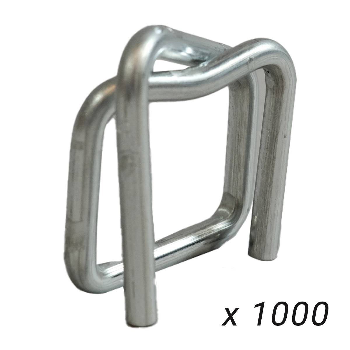 Lot de 1000 Boucles BC pour Feuillard de cerclage 19 mm - Qualité PRO - Boucles autobloquantes en acier galvanisé TECPLAST - Imagen 2
