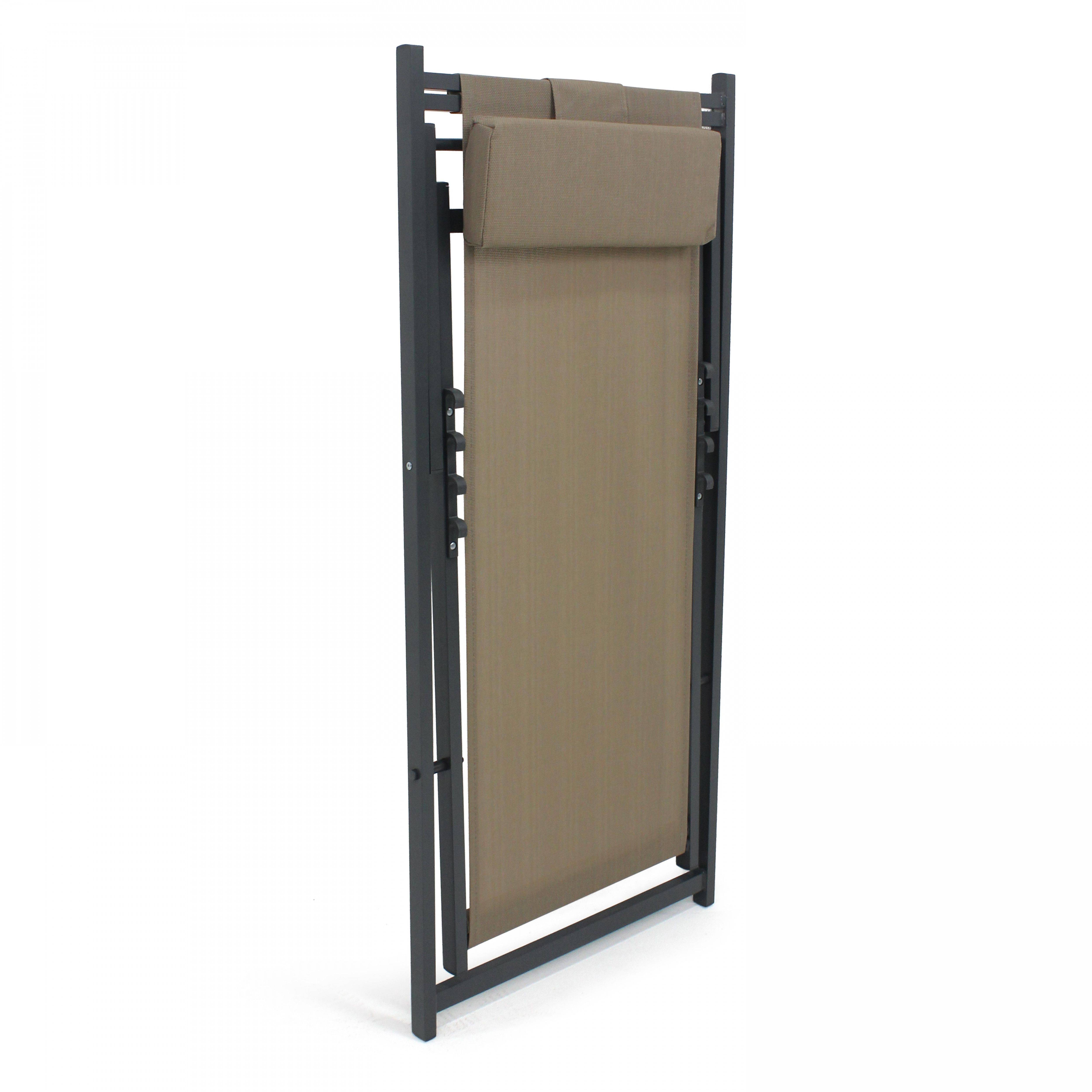Oviala - Lot de 2 transats en aluminium taupe Santiago - Oviala - Imagen 5