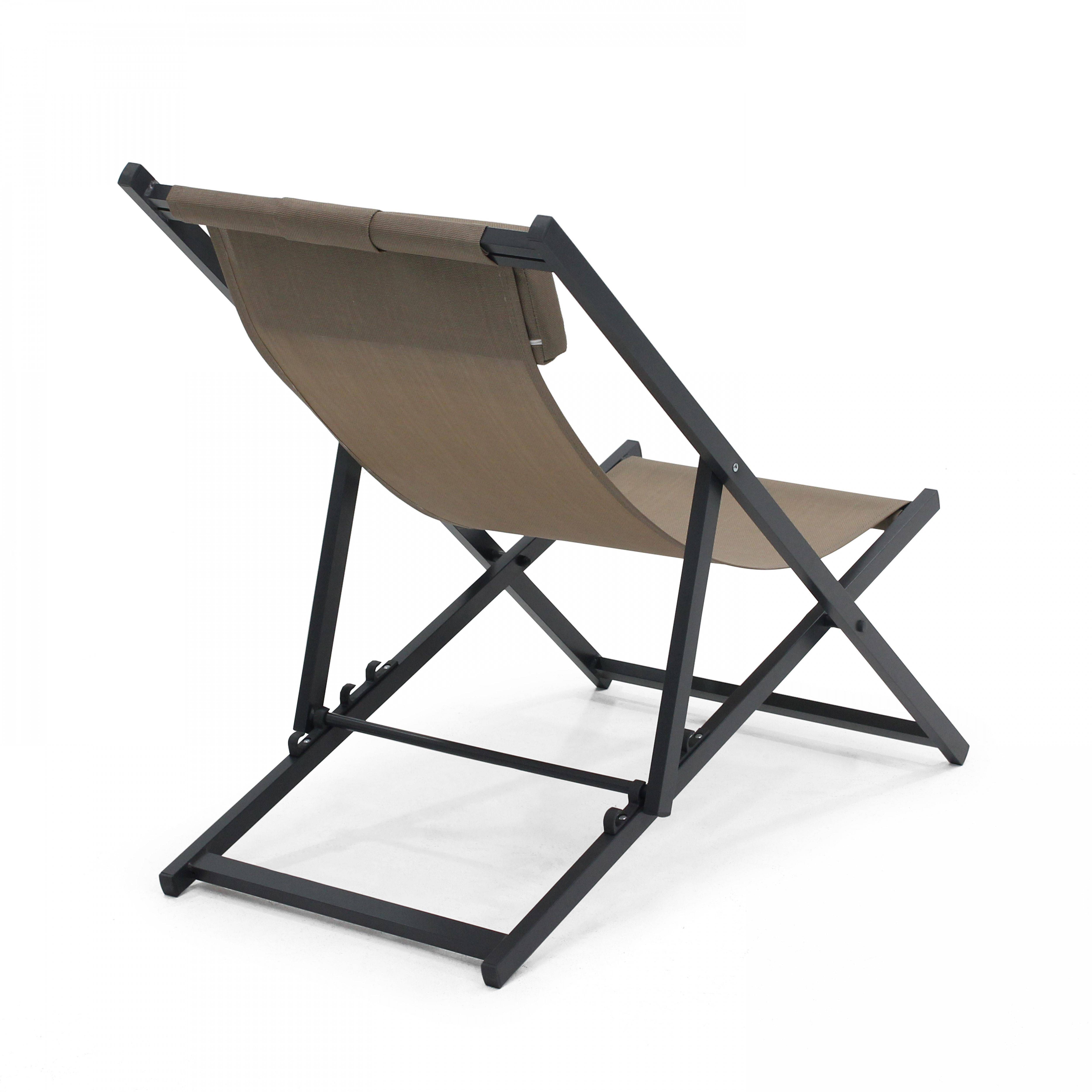 Oviala - Lot de 2 transats en aluminium taupe Santiago - Oviala - Imagen 6