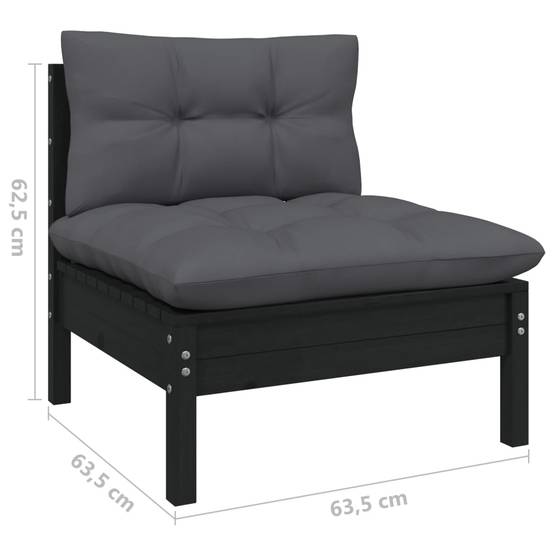Helloshop26 - Salon de jardin meuble d'extérieur ensemble de mobilier 11 pièces avec coussins noir bois de pin solide - Imagen 4