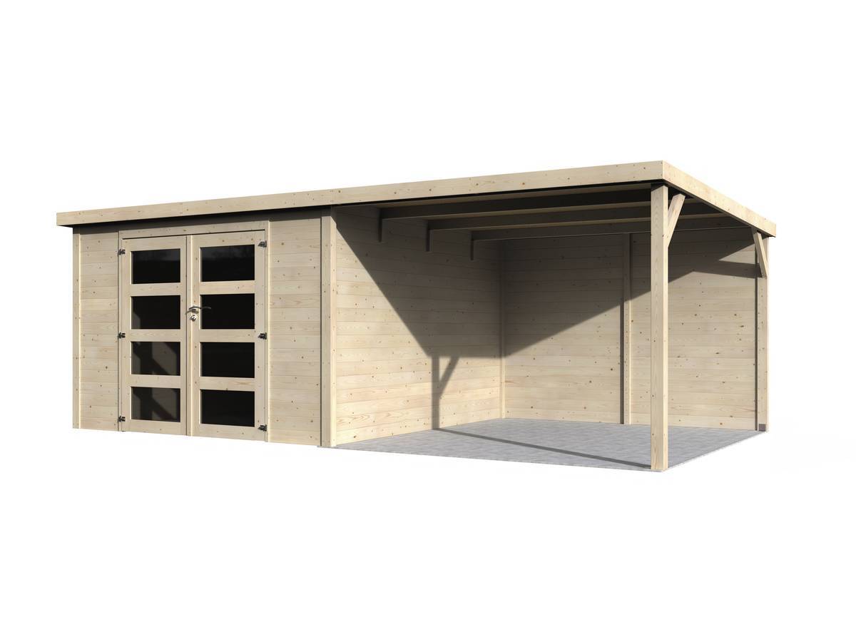 Habitat Et Jardin - Abri Jardin Bois "delices" Avec Extension - 17.44 M² - 5.71 X 3.05 X 2.02 M - 28 Mm -decor Et Jardin