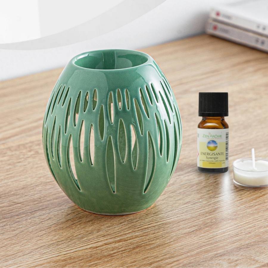 Brûle-Parfum Céramy Ovali Vert Olive 45 ml - Atmosphère Parfumée - Artisanat Contemporain - Déco Cadeau Minimaliste - H 12,5 cm - Image 7