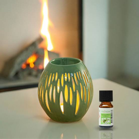 Brûle-Parfum Céramy Ovali Vert Olive 45 ml - Atmosphère Parfumée - Artisanat Contemporain - Déco Cadeau Minimaliste - H 12,5 cm - Image 2