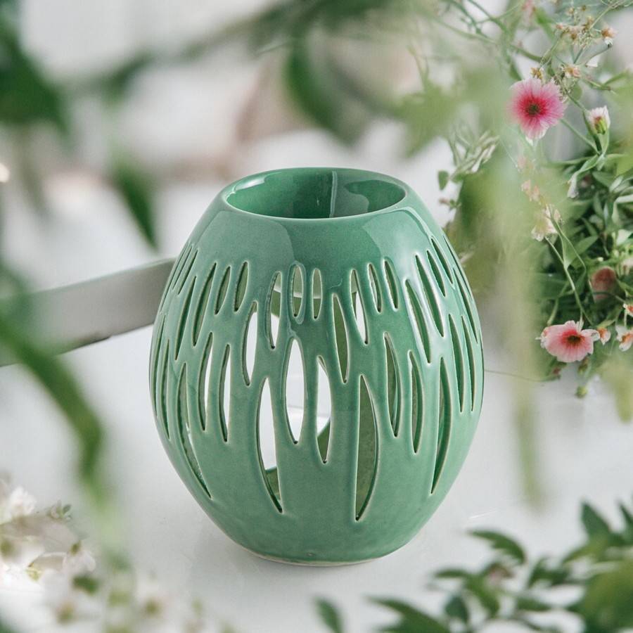 Brûle-Parfum Céramy Ovali Vert Olive 45 ml - Atmosphère Parfumée - Artisanat Contemporain - Déco Cadeau Minimaliste - H 12,5 cm - Image 1