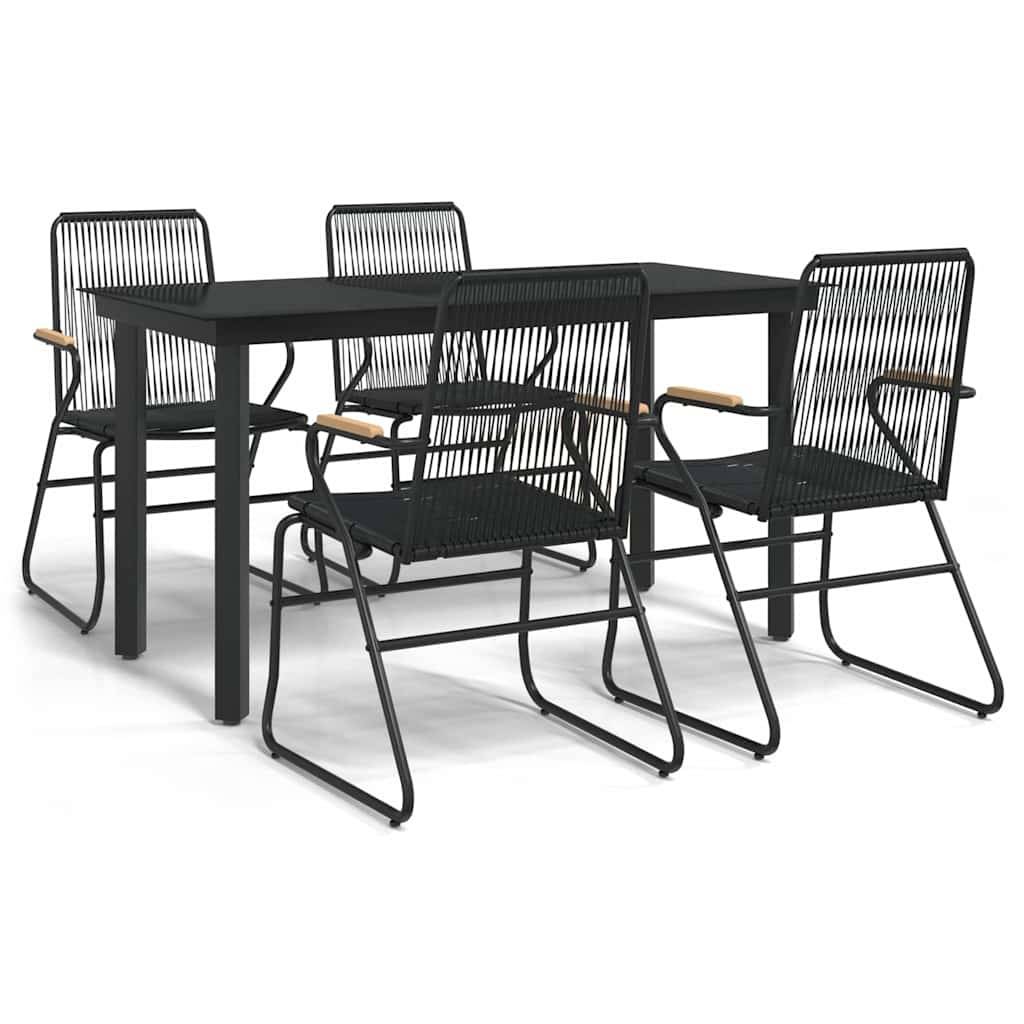 Vidaxl - Ensemble à manger de jardin 5 pcs-Salons de jardin Noir Rotin PVC 803621 - Image 2