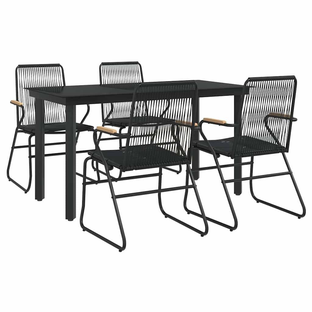 Vidaxl - Ensemble à manger de jardin 5 pcs-Salons de jardin Noir Rotin PVC 803621 - Image 3