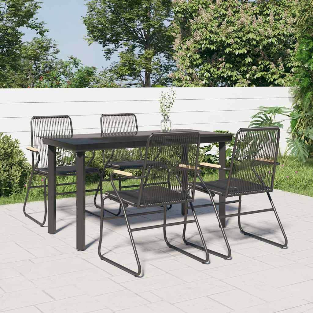 Vidaxl - Ensemble à manger de jardin 5 pcs-Salons de jardin Noir Rotin PVC 803621 - Image 1