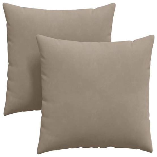 Set de 2 Coussins de Sol et Canapé en Tissu Doux Housse Lavable pour Salon Taupe 60x60 cm – ComfortXL Outdoor Living - Image 2