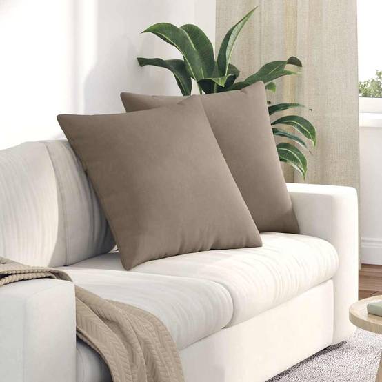 Set de 2 Coussins de Sol et Canapé en Tissu Doux Housse Lavable pour Salon Taupe 60x60 cm – ComfortXL Outdoor Living - Image 1
