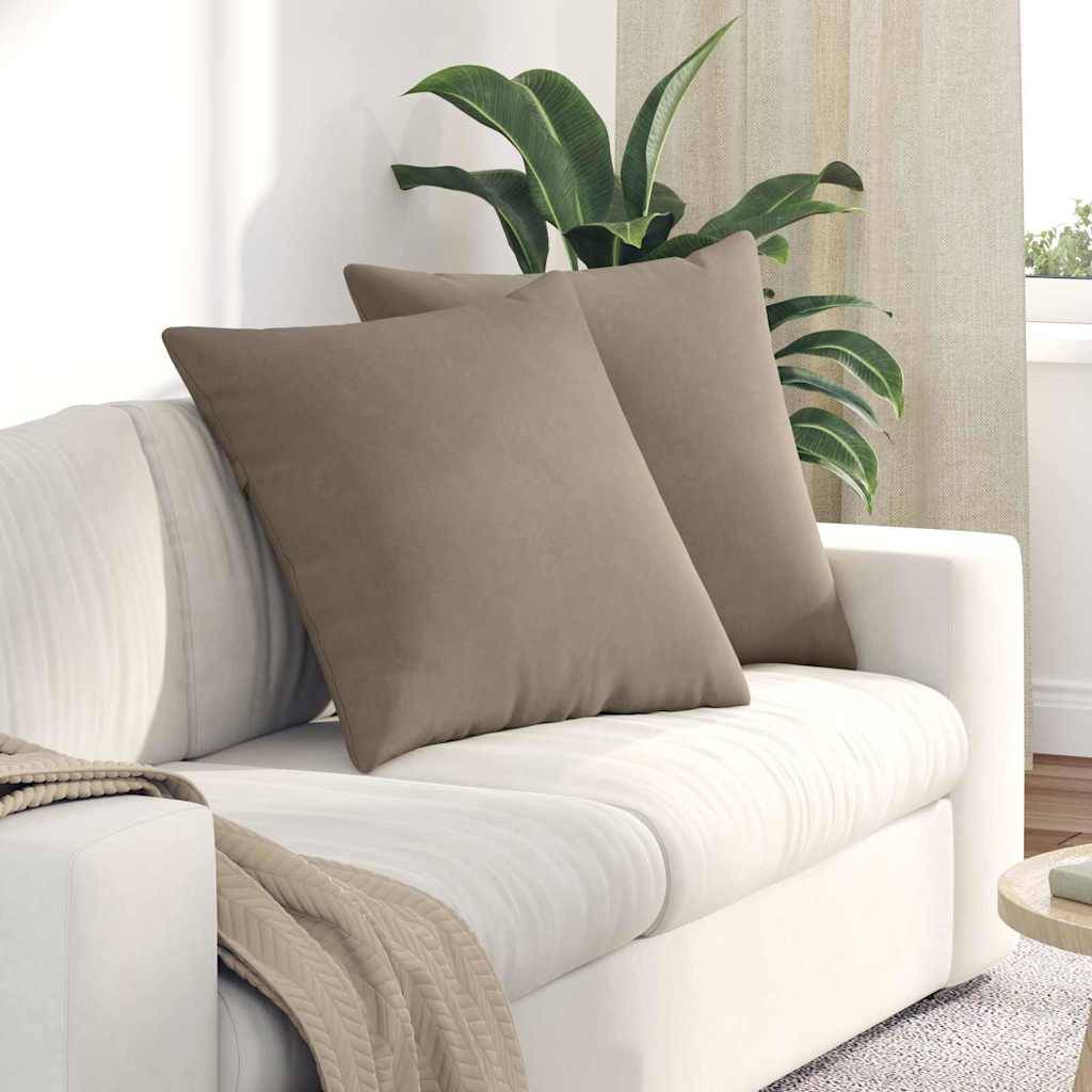 Set de 2 Coussins de Sol et Canapé en Tissu Doux Housse Lavable pour Salon Taupe 60x60 cm – ComfortXL Outdoor Living - Image 1