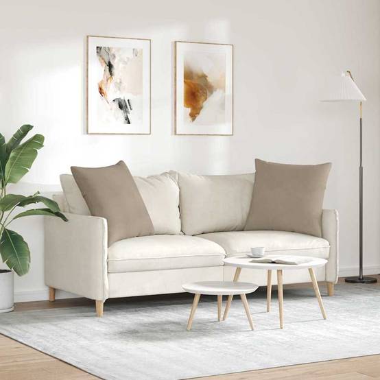 Set de 2 Coussins de Sol et Canapé en Tissu Doux Housse Lavable pour Salon Taupe 60x60 cm – ComfortXL Outdoor Living - Image 4