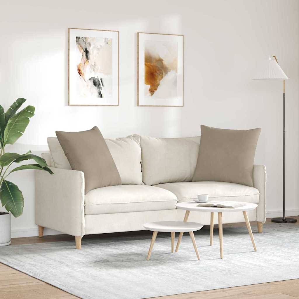 Set de 2 Coussins de Sol et Canapé en Tissu Doux Housse Lavable pour Salon Taupe 60x60 cm – ComfortXL Outdoor Living - Image 4