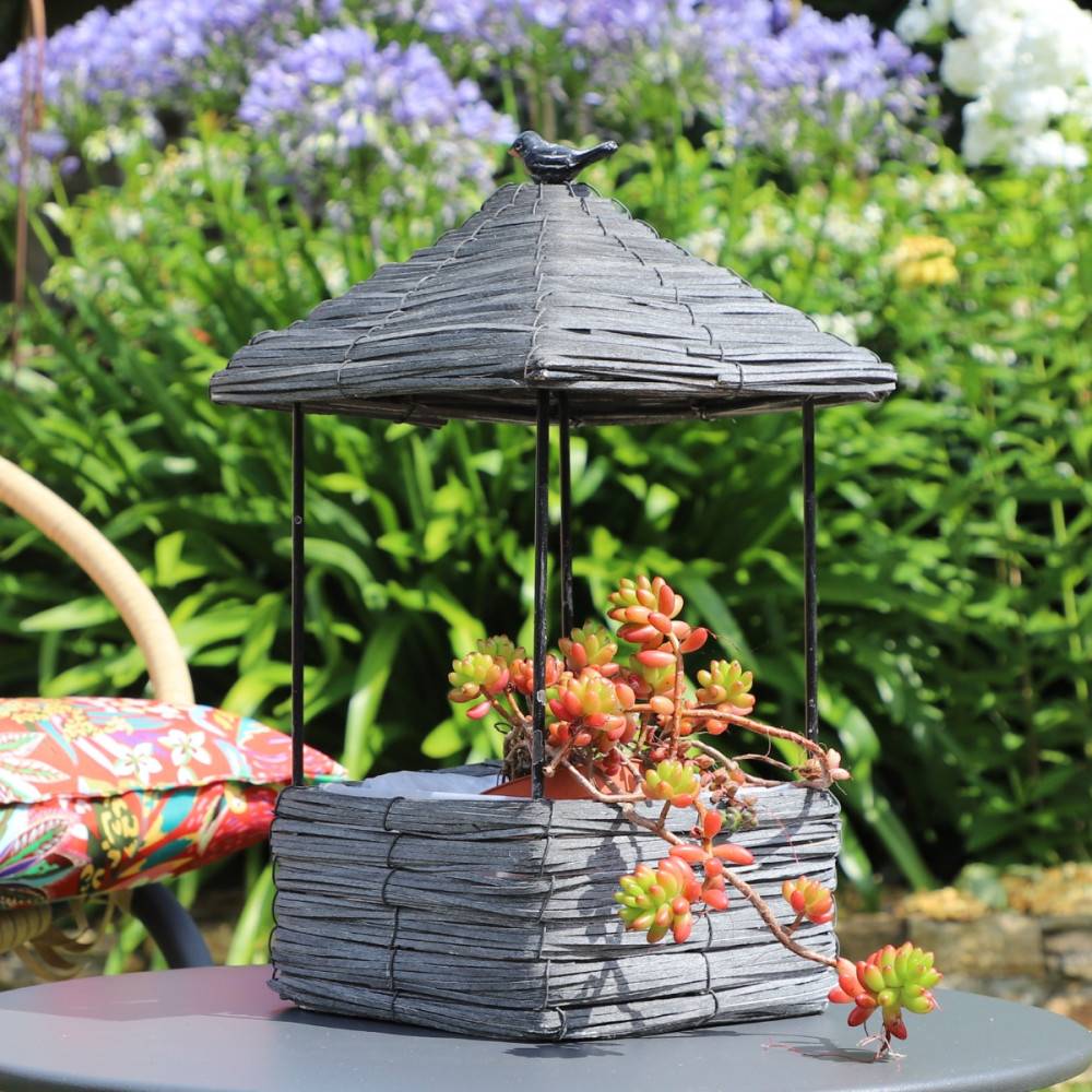 Coupe en osier gris 17 x 17 x 33 cm Chemin de campagne - Imagen 4