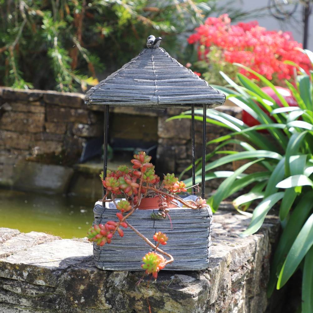 Coupe en osier gris 17 x 17 x 33 cm Chemin de campagne - Imagen 2