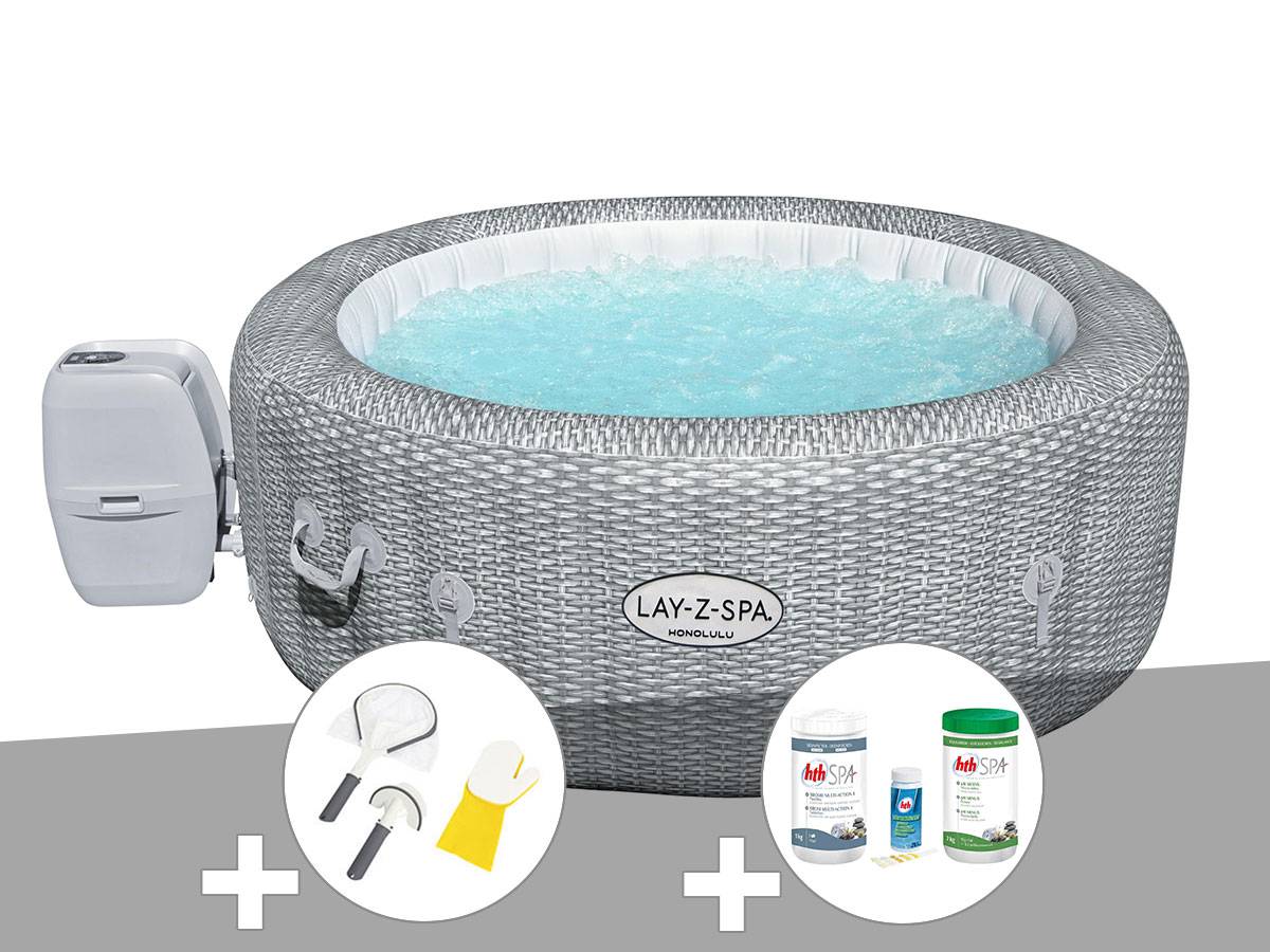 Bestway - Kit spa gonflable Bestway Lay-Z-Spa Honolulu rond Airjet 4/6 places + Kit traitement brome + Kit de nettoyage