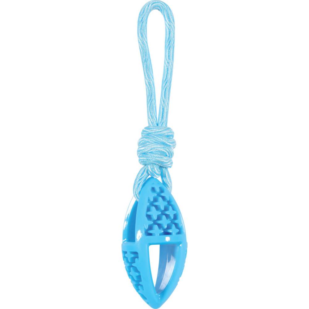Animallparadise - jeux pour chien ovale en TPR et corde longueur 27.5 cm , bleu - Imagen 1
