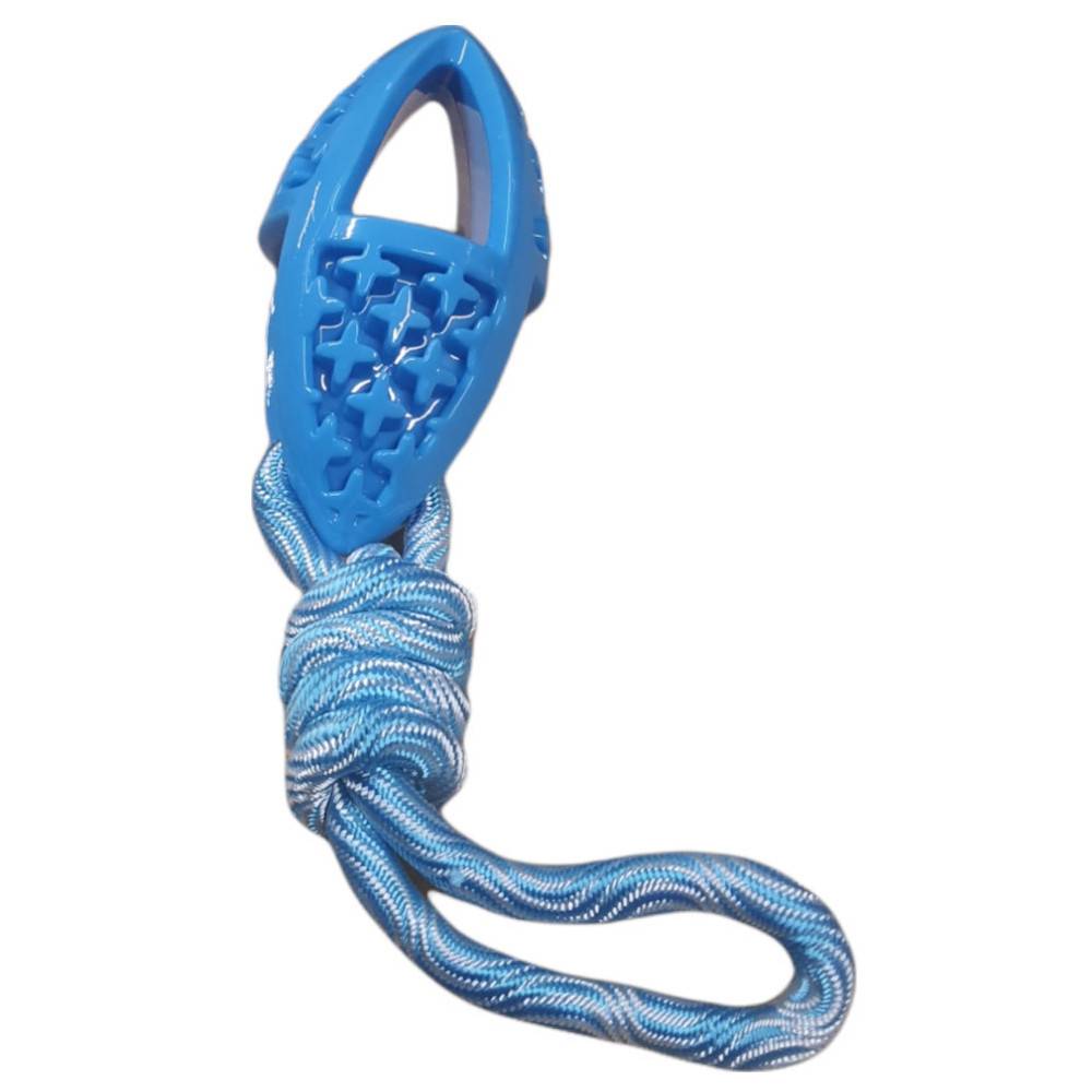 Animallparadise - jeux pour chien ovale en TPR et corde longueur 27.5 cm , bleu - Imagen 5