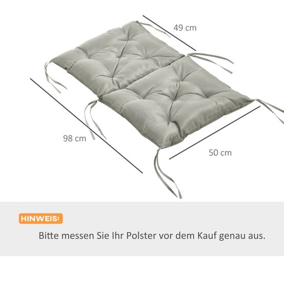 PANGIVO - Coussin d’assise en polyester, gris clair, 98 x 50 x 8 cm - PANGIVO - Image 3