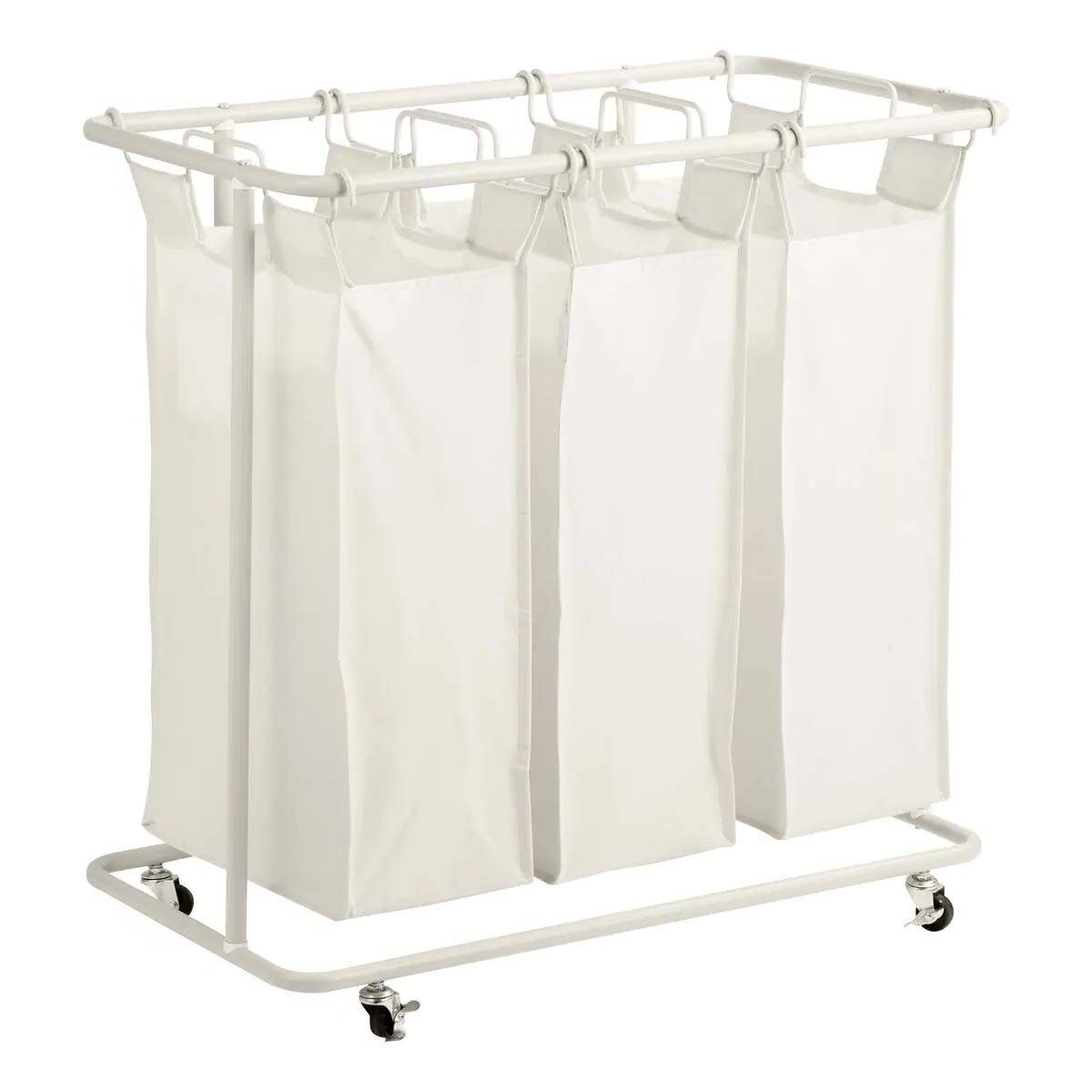 Panier à Linge 3 bacs "Linea" 79cm Beige - Image 1