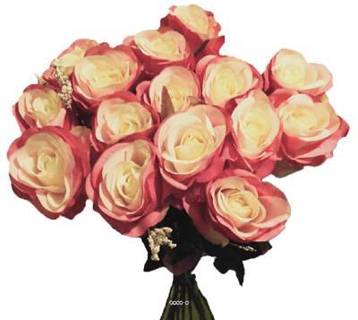 Artificielles - Bouquet de 15 roses artificielles Saint Valentin Sentiment H 70 cm - Imagen 1