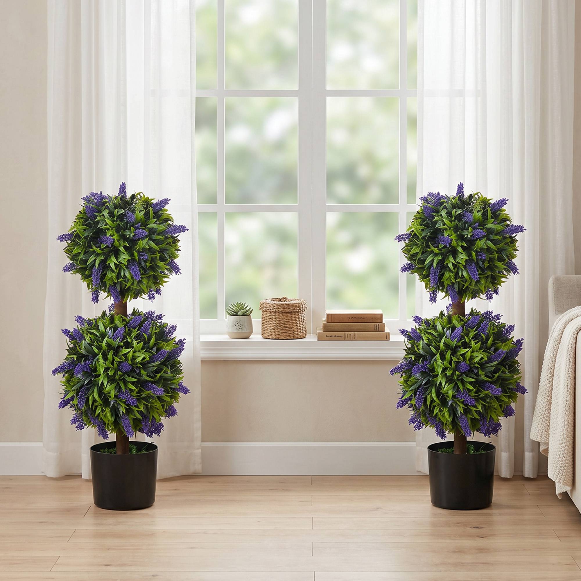 Lot de 2 plantes artificielles résistantes UV en pot, 70 cm, salon, jardin - Image 4
