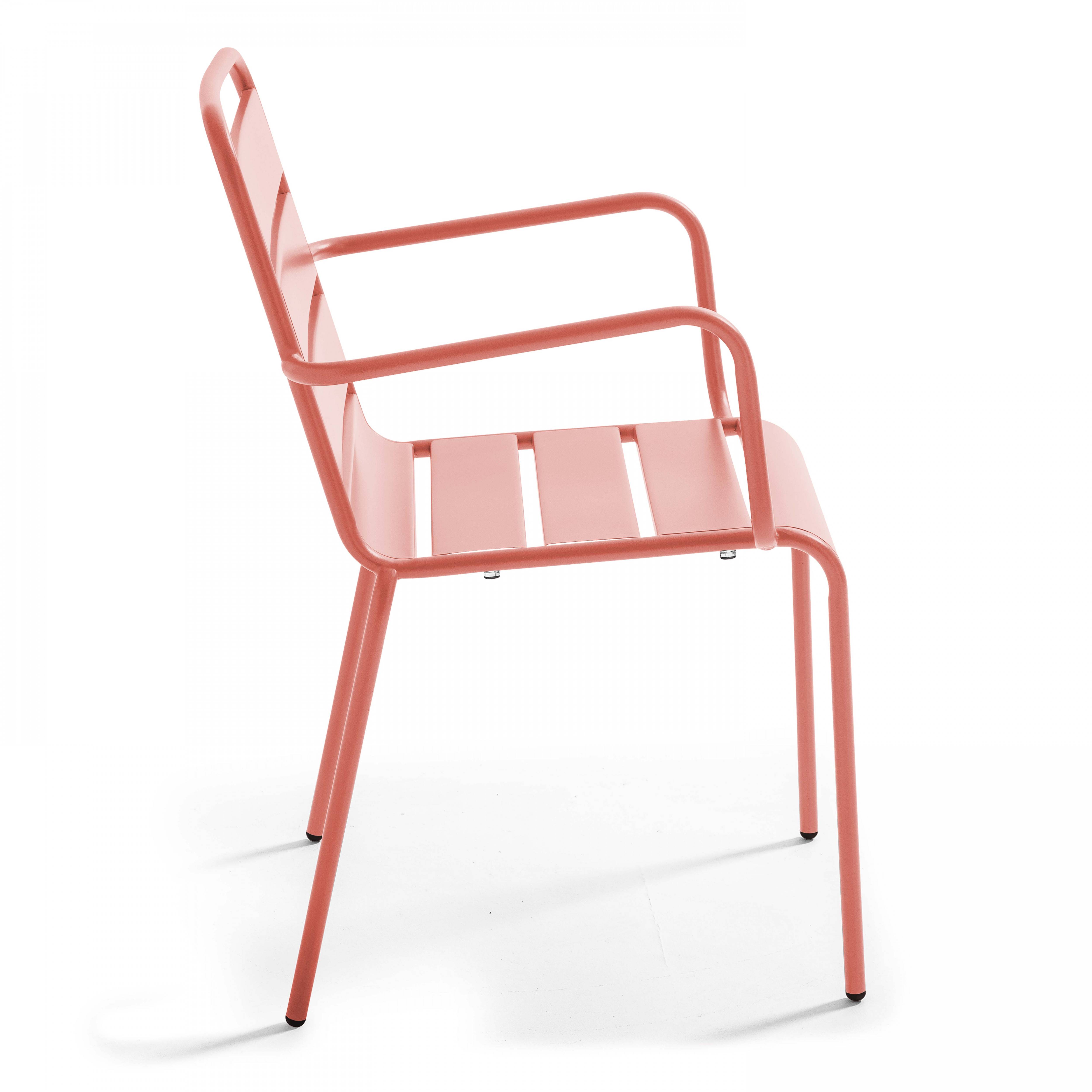 Oviala - Ensemble table de jardin carrée et 4 fauteuils acier argile Palavas - Oviala - Imagen 5