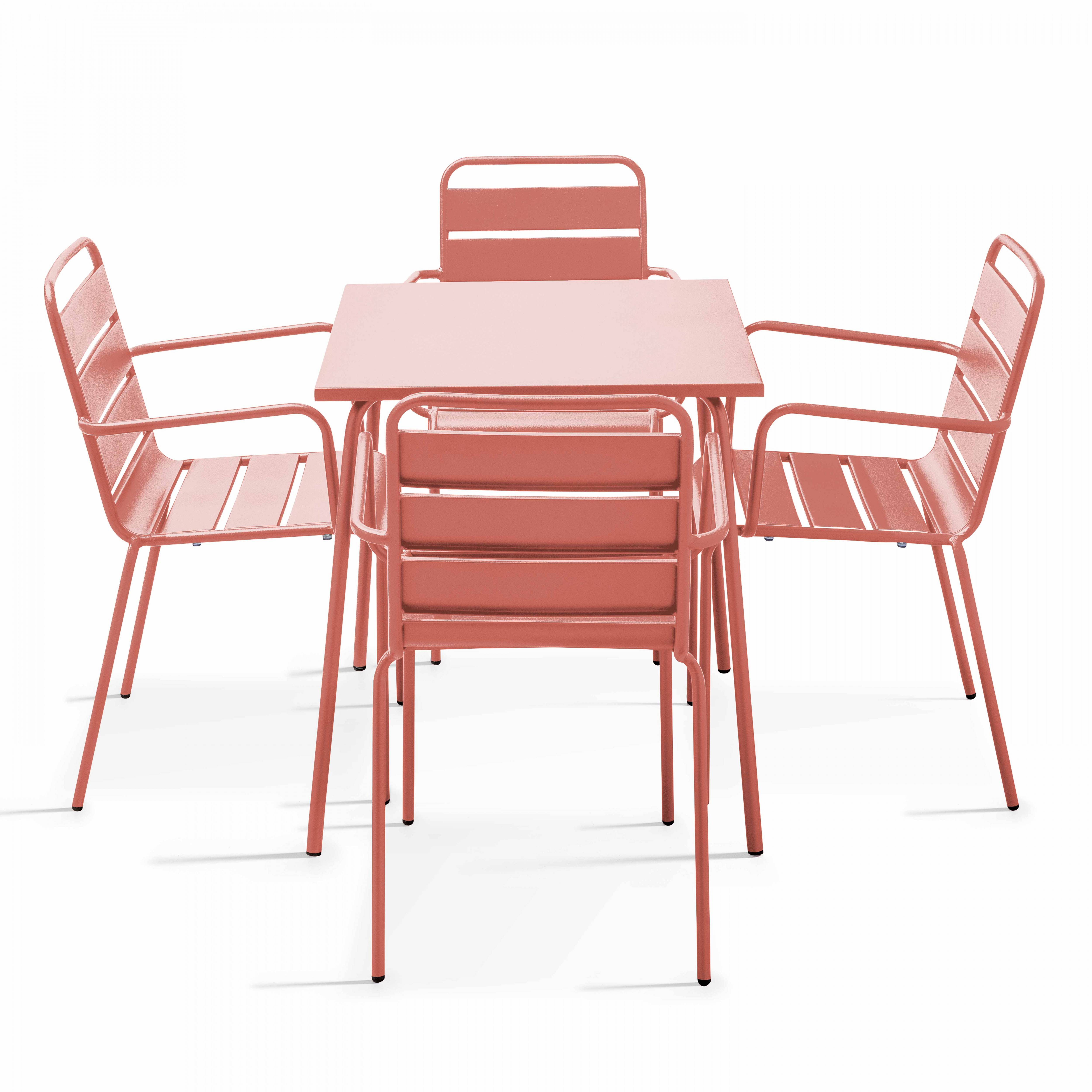 Oviala - Ensemble table de jardin carrée et 4 fauteuils acier argile Palavas - Oviala - Imagen 1