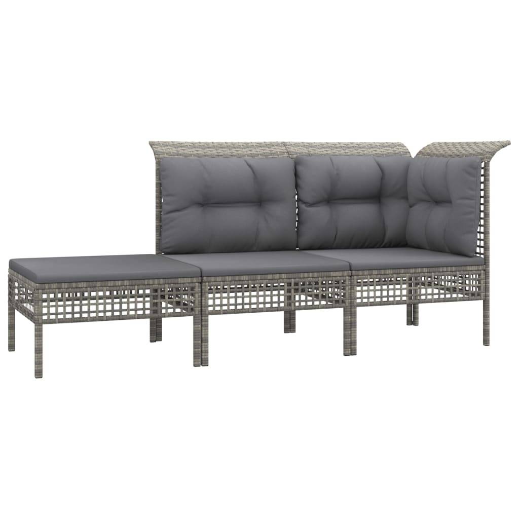 Vidaxl - Salon de jardin 7 pcs avec coussins Gris Résine tressée vidaXL 3187553 - Imagen 3