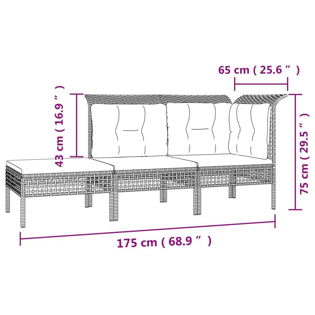 Vidaxl - Salon de jardin 7 pcs avec coussins Gris Résine tressée vidaXL 3187553 - Imagen 2