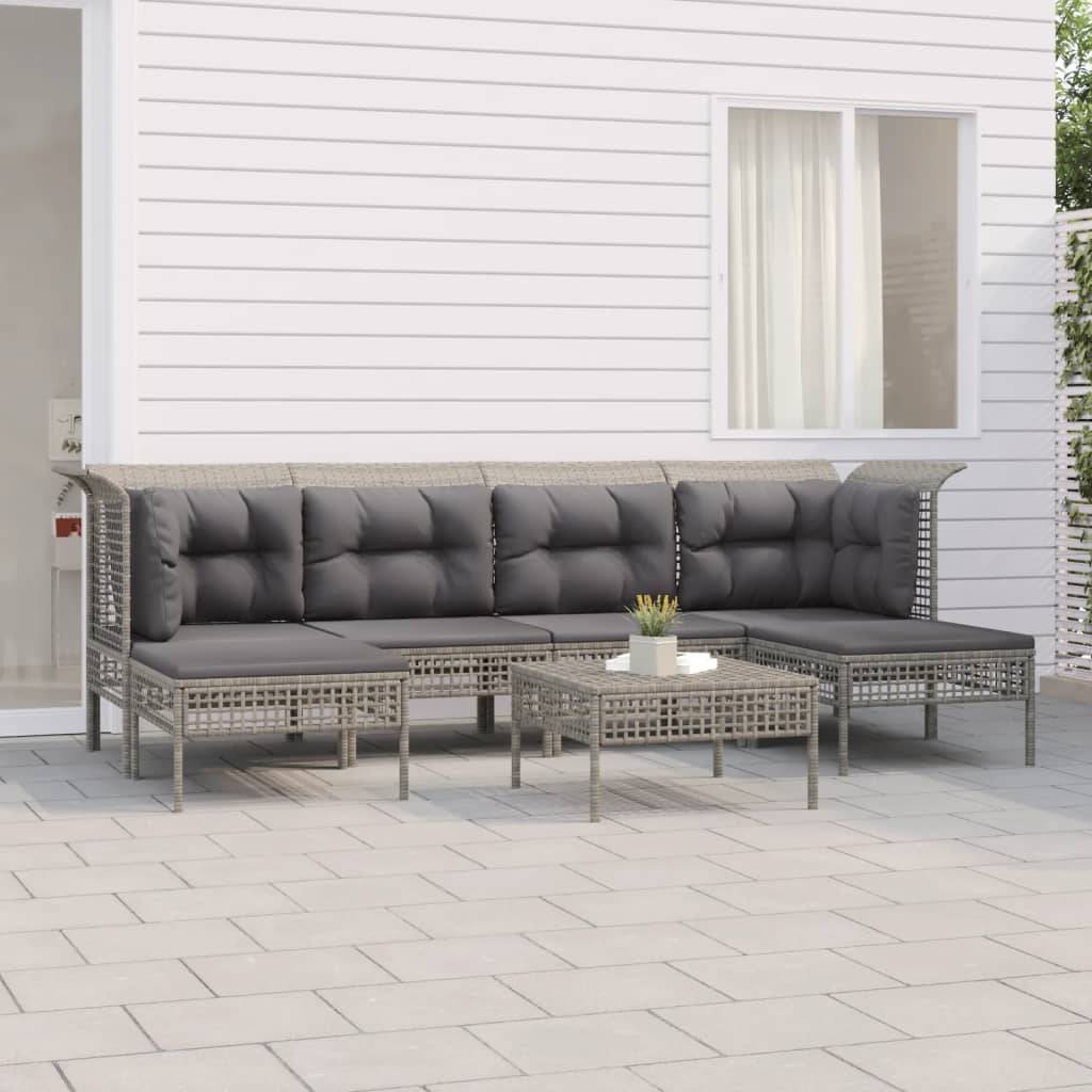Vidaxl - Salon de jardin 7 pcs avec coussins Gris Résine tressée vidaXL 3187553 - Imagen 1