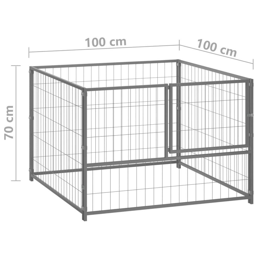 Helloshop26 - Chenil extérieur cage enclos parc animaux chien argenté 100 x 100 x 70 cm acier - Imagen 5