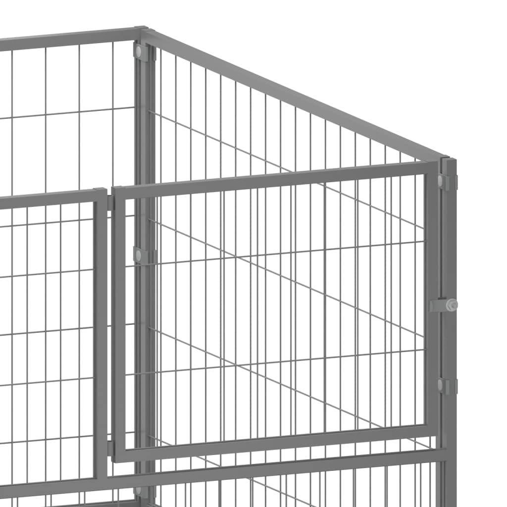Helloshop26 - Chenil extérieur cage enclos parc animaux chien argenté 100 x 100 x 70 cm acier - Imagen 4