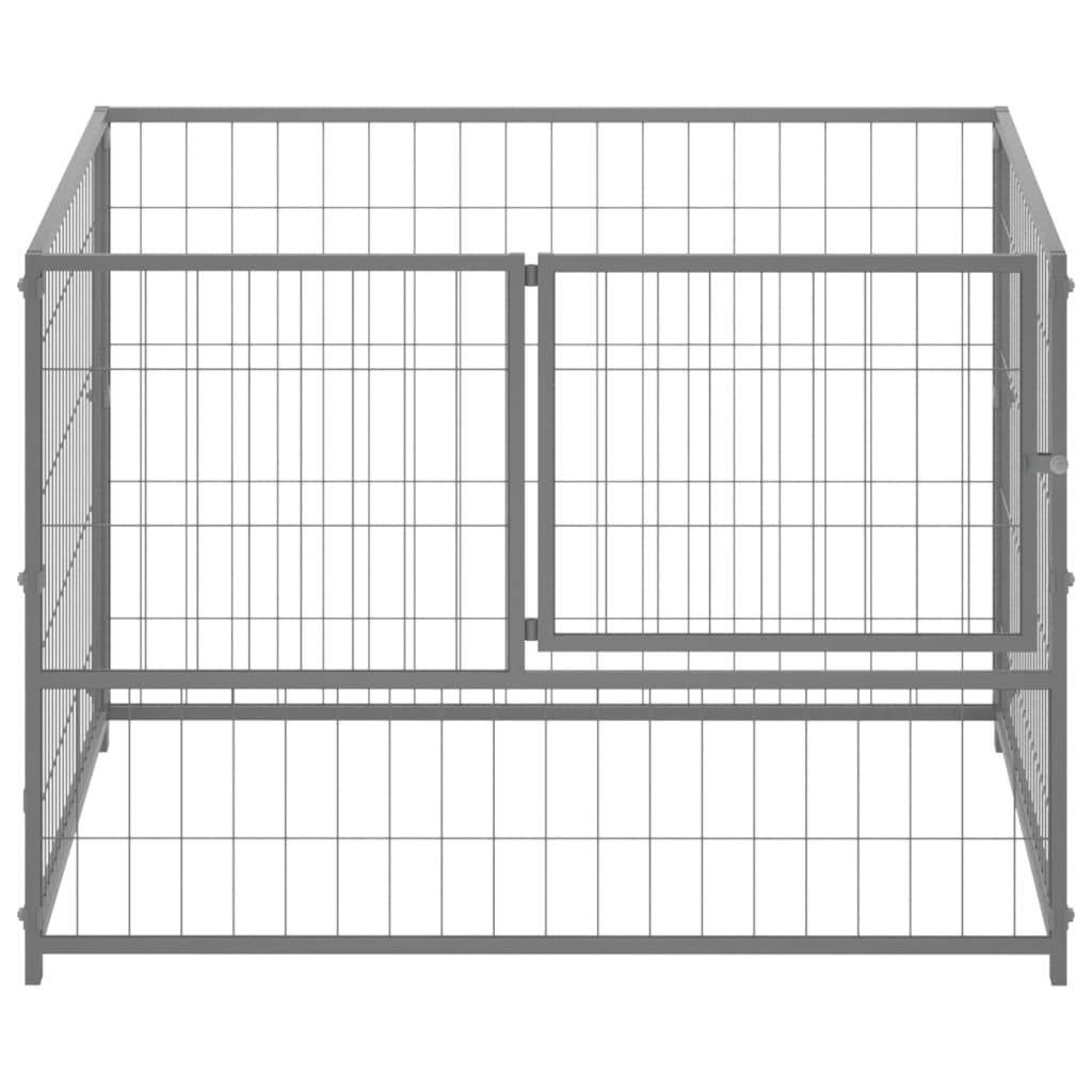 Helloshop26 - Chenil extérieur cage enclos parc animaux chien argenté 100 x 100 x 70 cm acier - Imagen 2